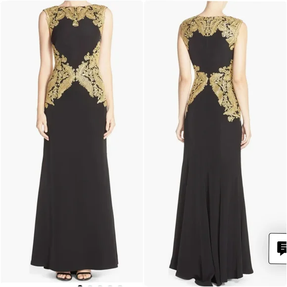 tadashi black and gold dress TURQUOISE AND GOLD SPARKLE DRESS main image 1